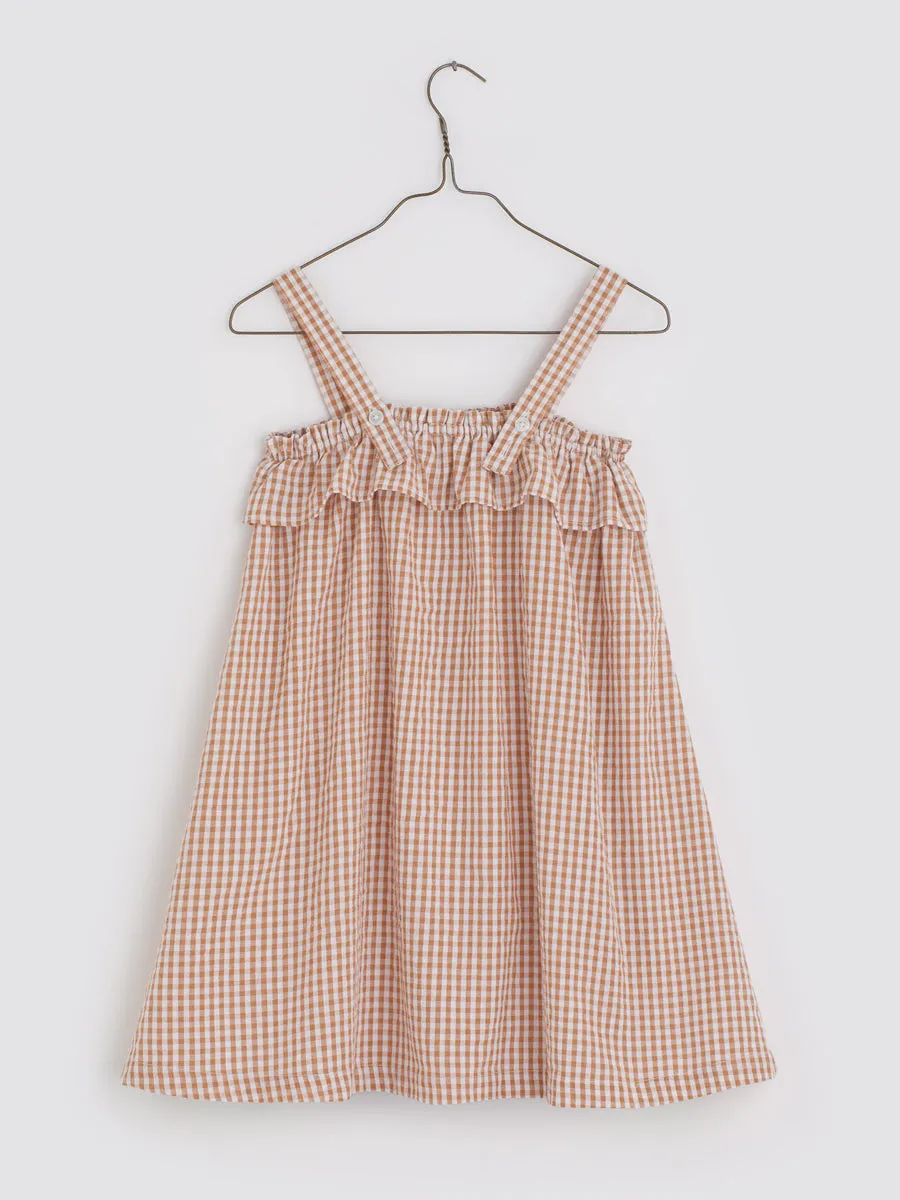 Marie Frill Dress - Caramel Seersucker Gingham