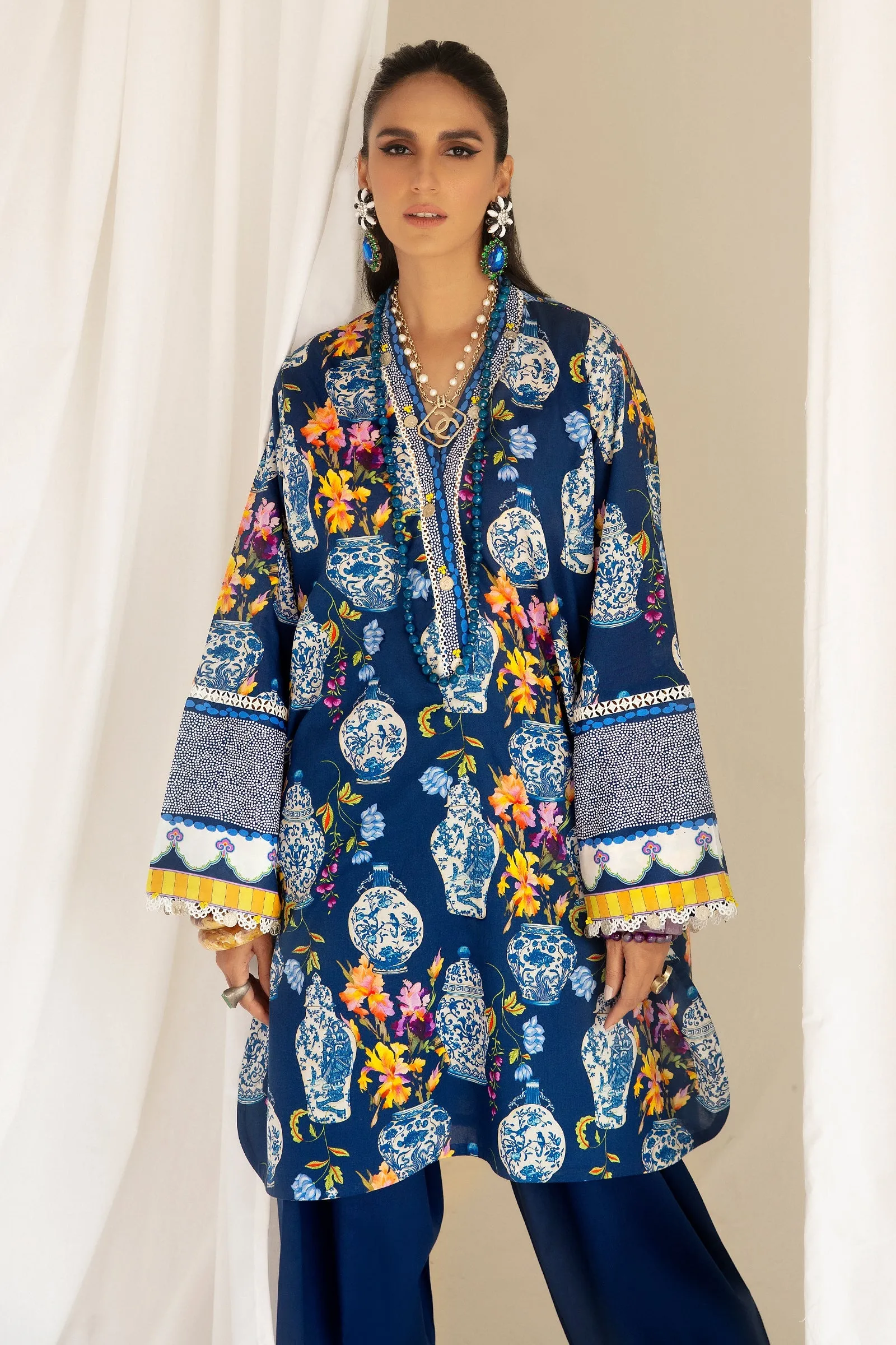 MELIKE (ZRW-20949) | Zaha RTW Poplin Collection 2023 | Stitched Lawn Cambric Cotton Suits
