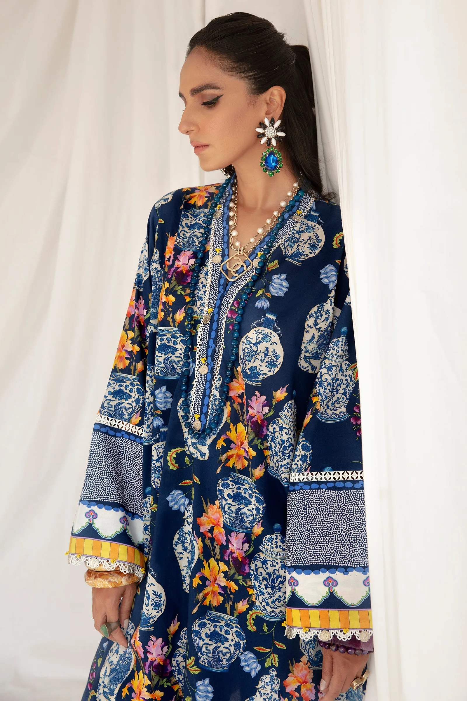 MELIKE (ZRW-20949) | Zaha RTW Poplin Collection 2023 | Stitched Lawn Cambric Cotton Suits