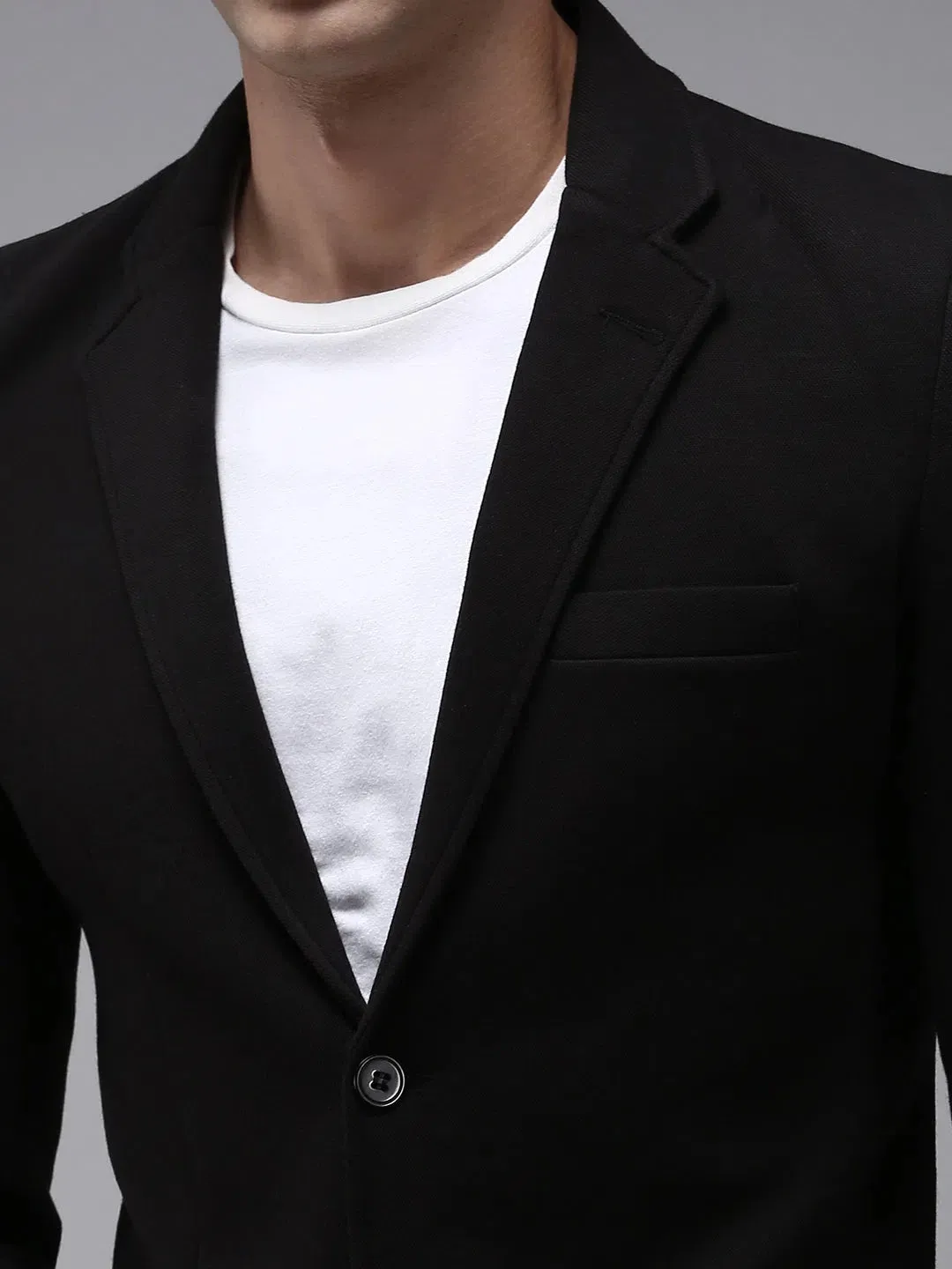 Men Black Solid Blazer-AR-021-Black