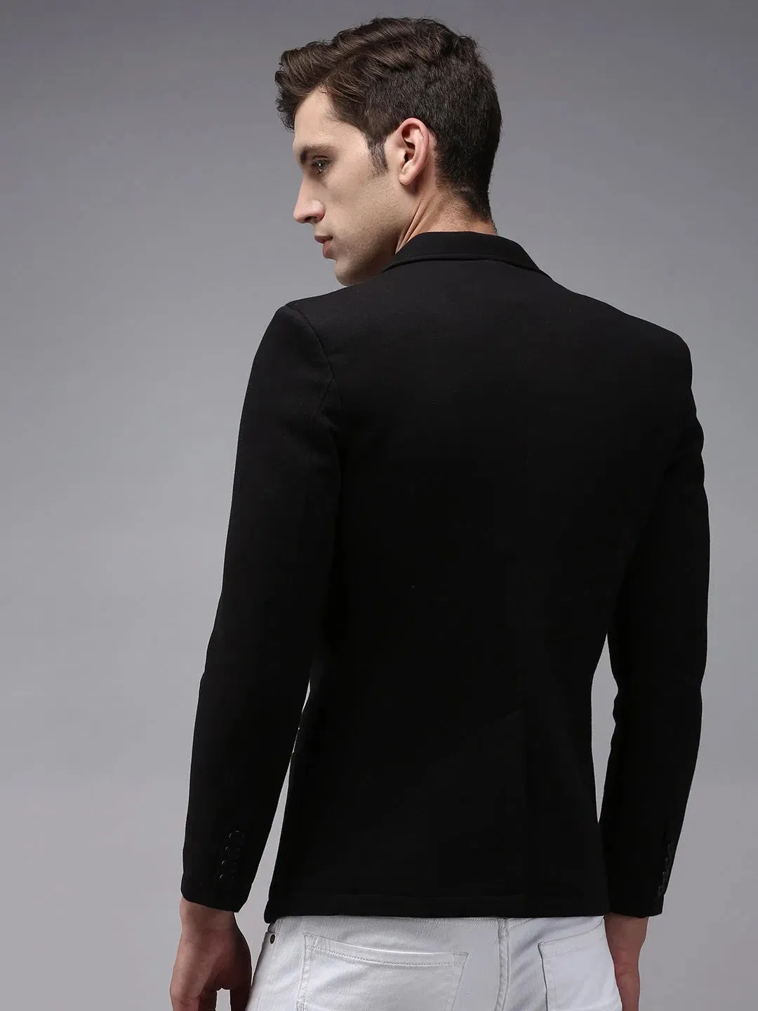 Men Black Solid Blazer-AR-021-Black