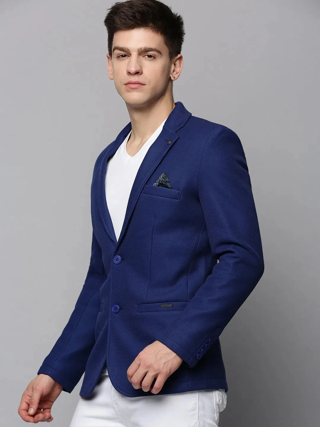 Men Blue Solid Blazer-AR-029-Blue