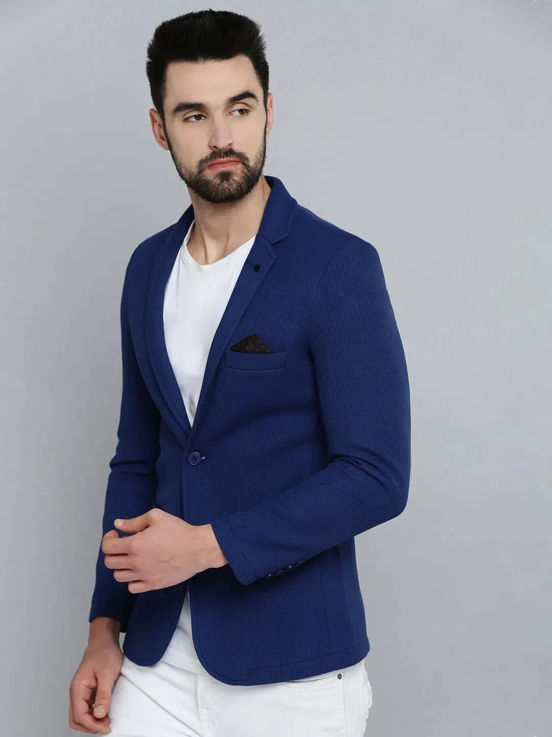 Men Blue Solid Blazer-AR-Z2-Blue