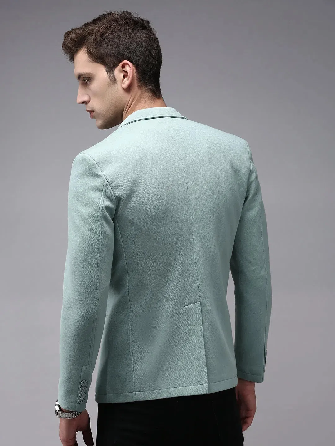 Men Green Solid Blazer-AR-026-Seagreen