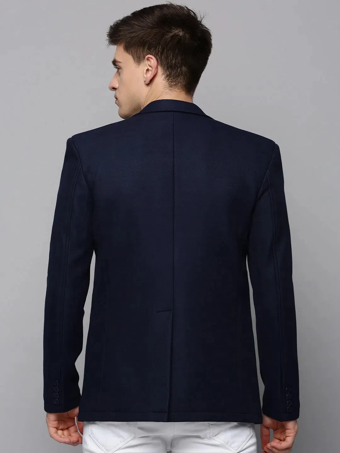 Men Navy Solid Blazer-AR-031-Navyblue