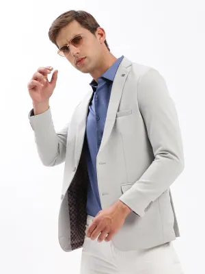 Men Notched Lapel Solid Grey Blazer-EX-3011-Grey