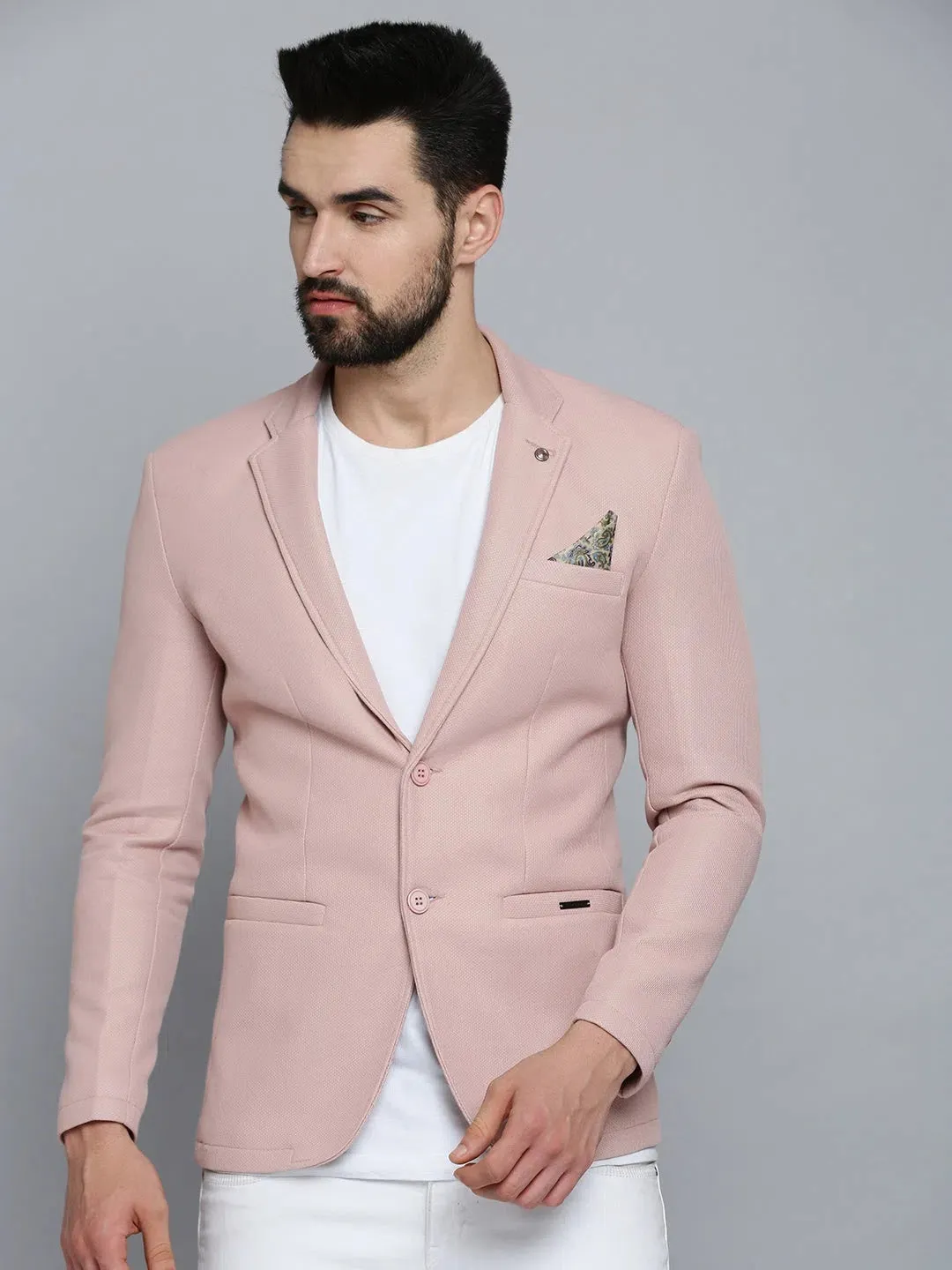 Men Pink Solid Blazer-AR-Z3-Pink