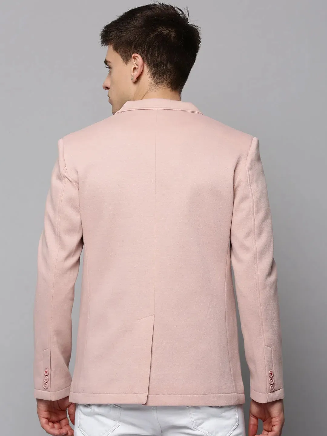 Men Pink Solid Blazer-LBR-4500-Pink
