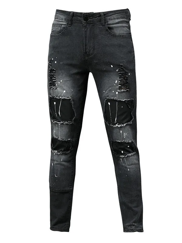 Men's Patched Stretch Skinny Jeans