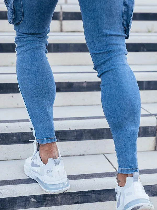 Men's Pocket Patched Striped Slim Jeans