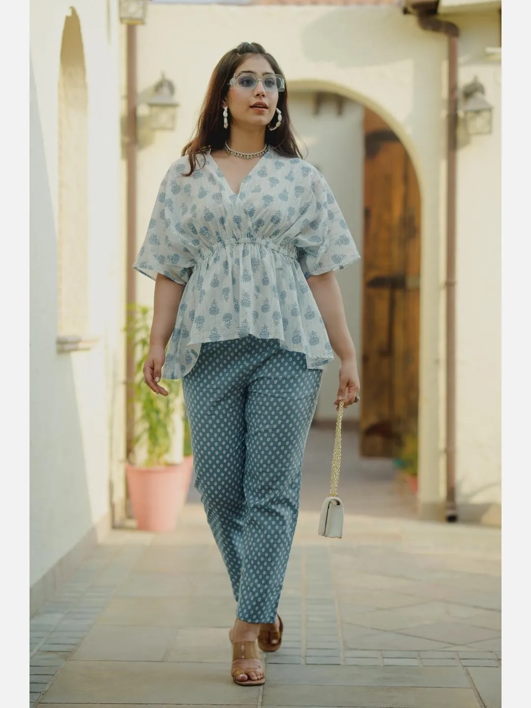 Mesh White High Low Pure cotton Loungewear
