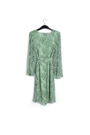 Mint green midi-length dress with geometric print