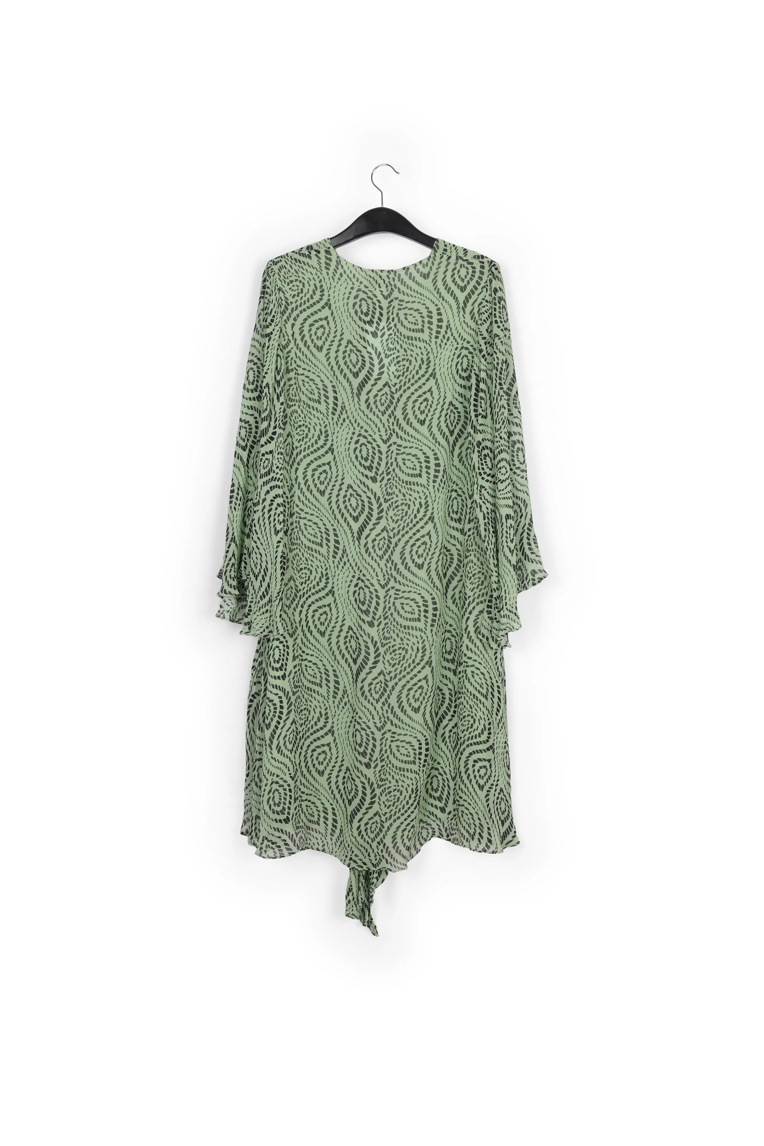 Mint green midi-length dress with geometric print