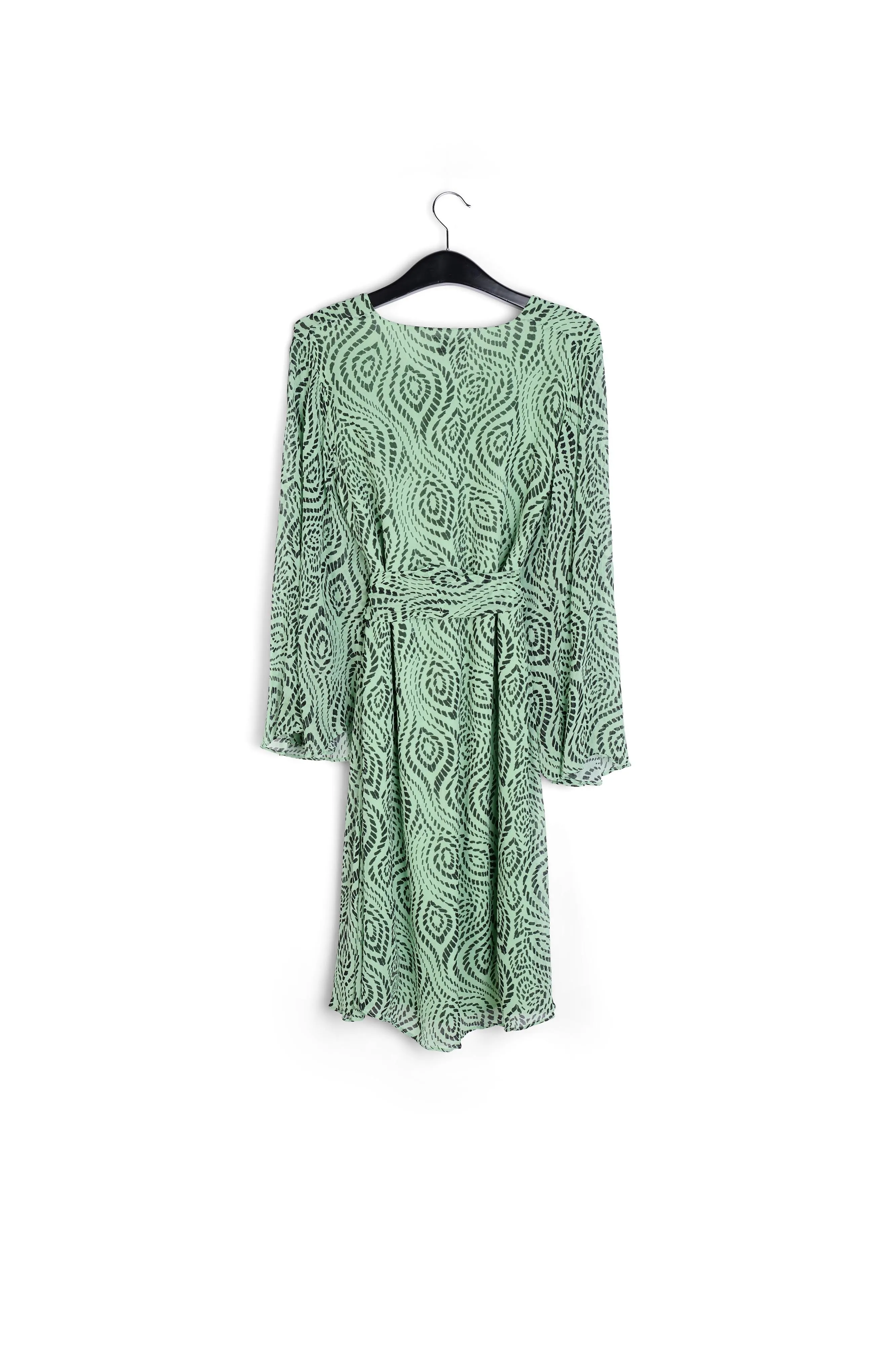 Mint green midi-length dress with geometric print