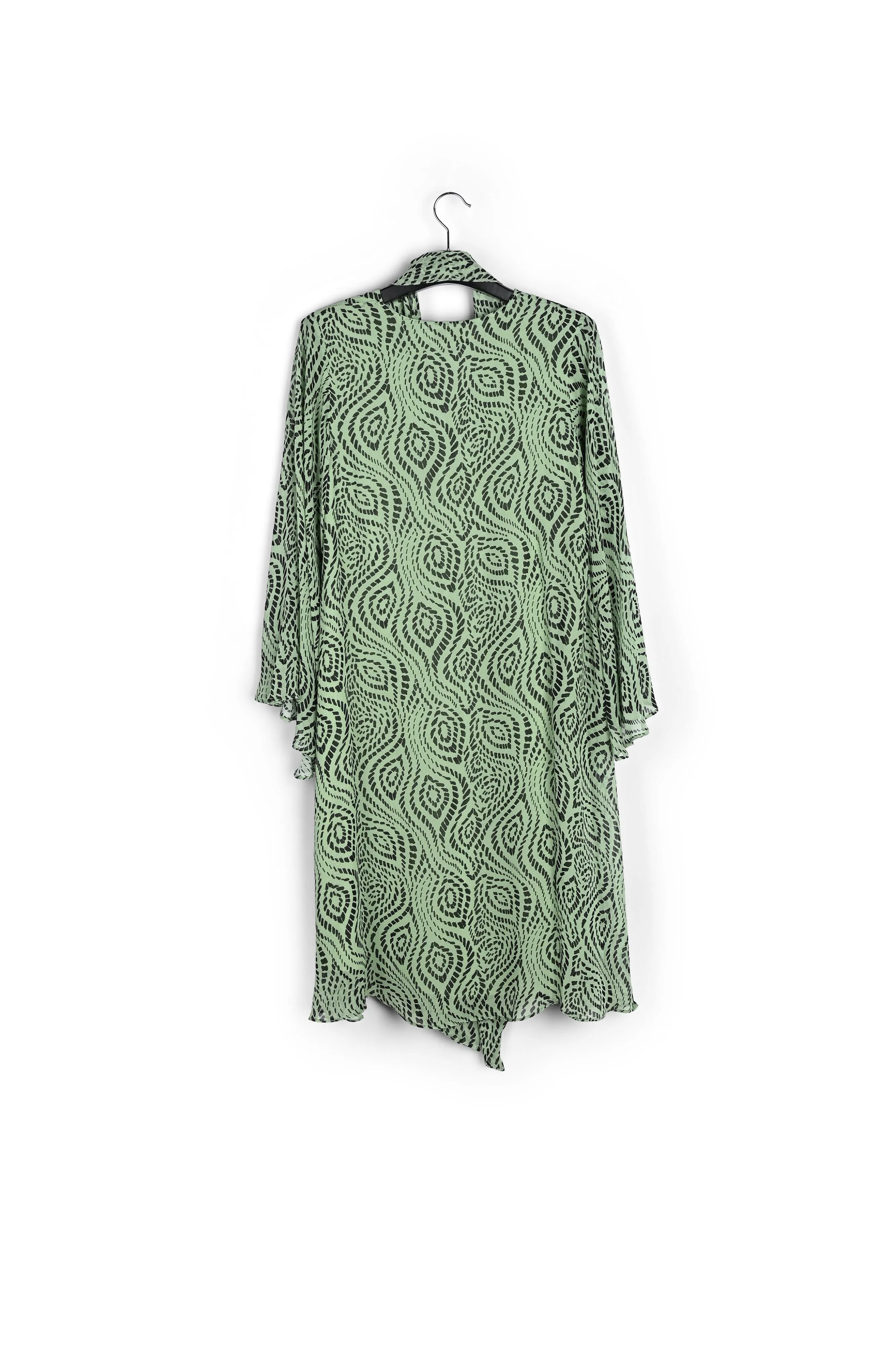 Mint green midi-length dress with geometric print