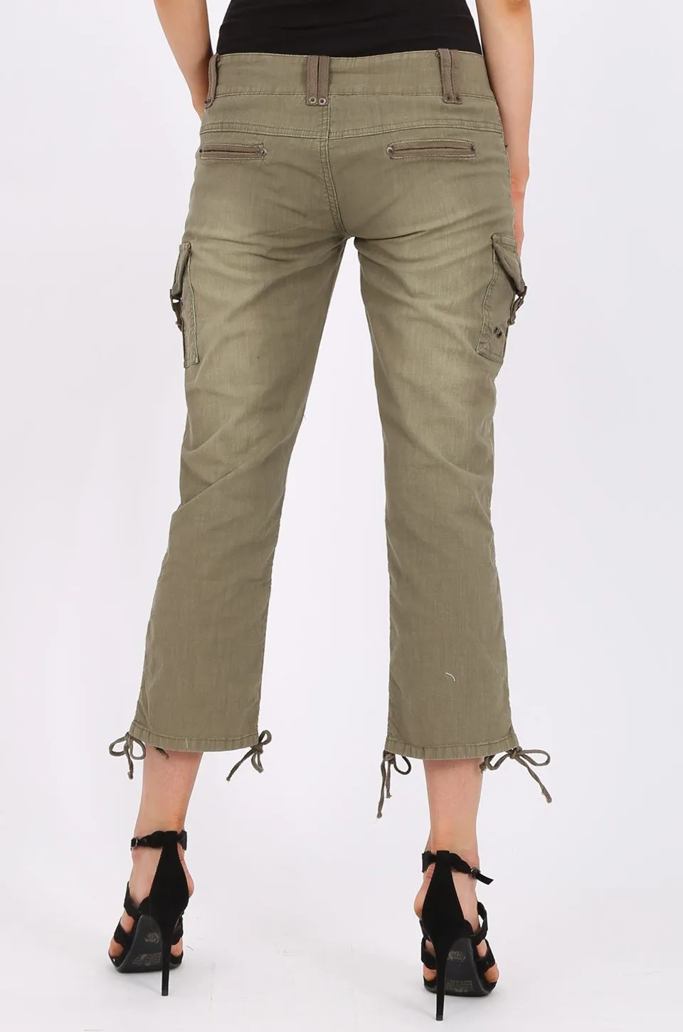 MISS PINKI Amy Cargo Pants in Olive