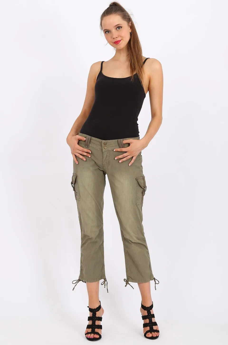 MISS PINKI Amy Cargo Pants in Olive