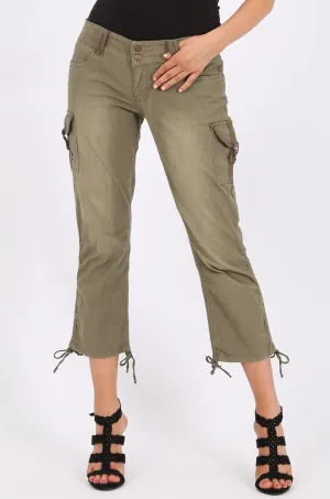 MISS PINKI Amy Cargo Pants in Olive
