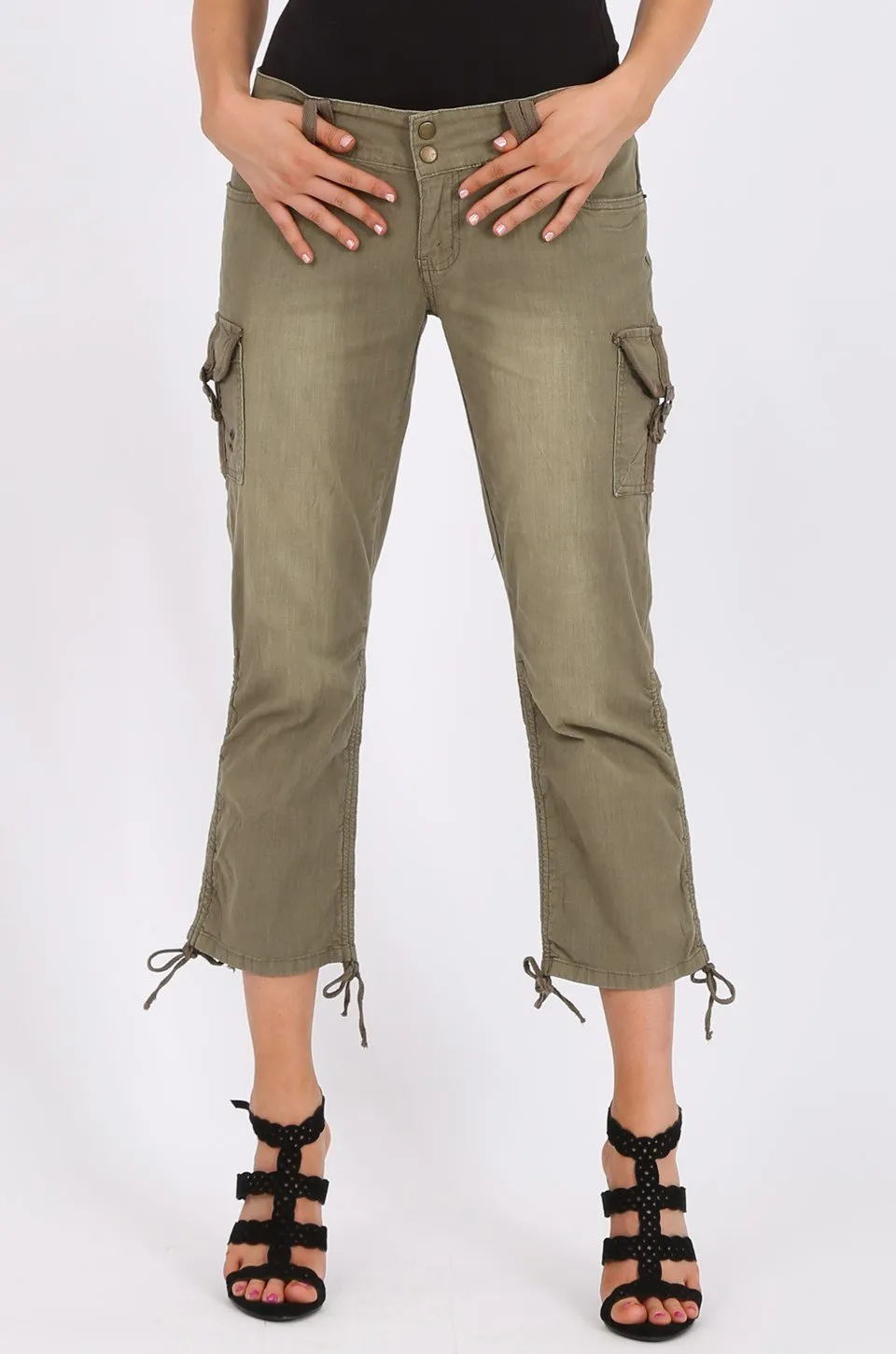 MISS PINKI Amy Cargo Pants in Olive