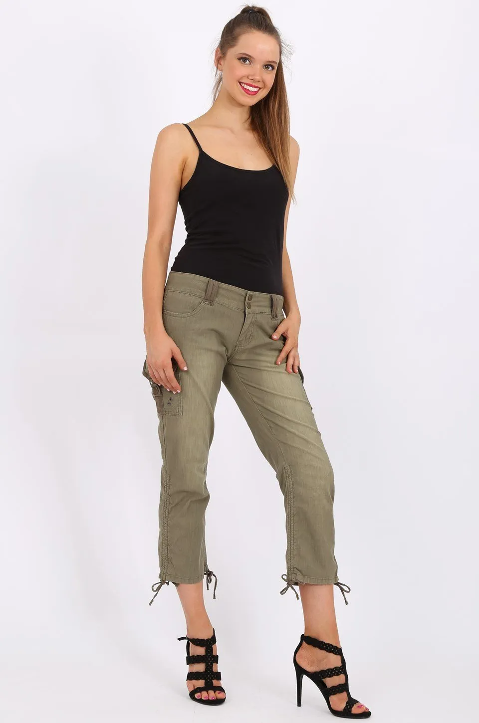 MISS PINKI Amy Cargo Pants in Olive