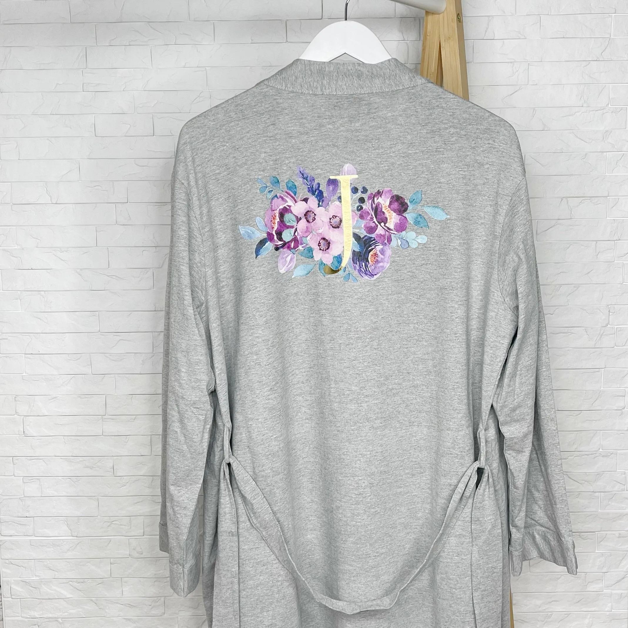 Modern Floral And Gold Personalised Dressing Gown