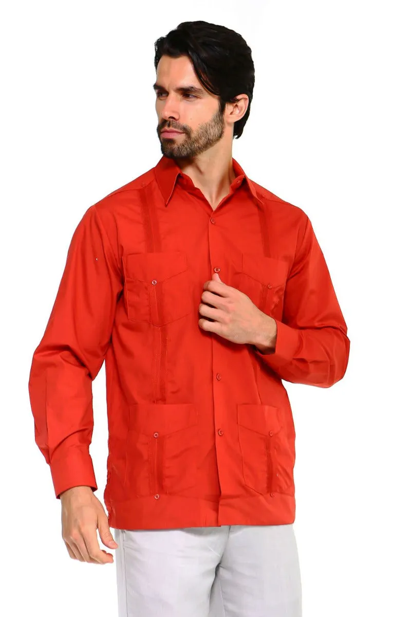 Mojito Collection Plus Size Guayabera Shirt Classic Poly Cotton Long Sleeve 3X-8X