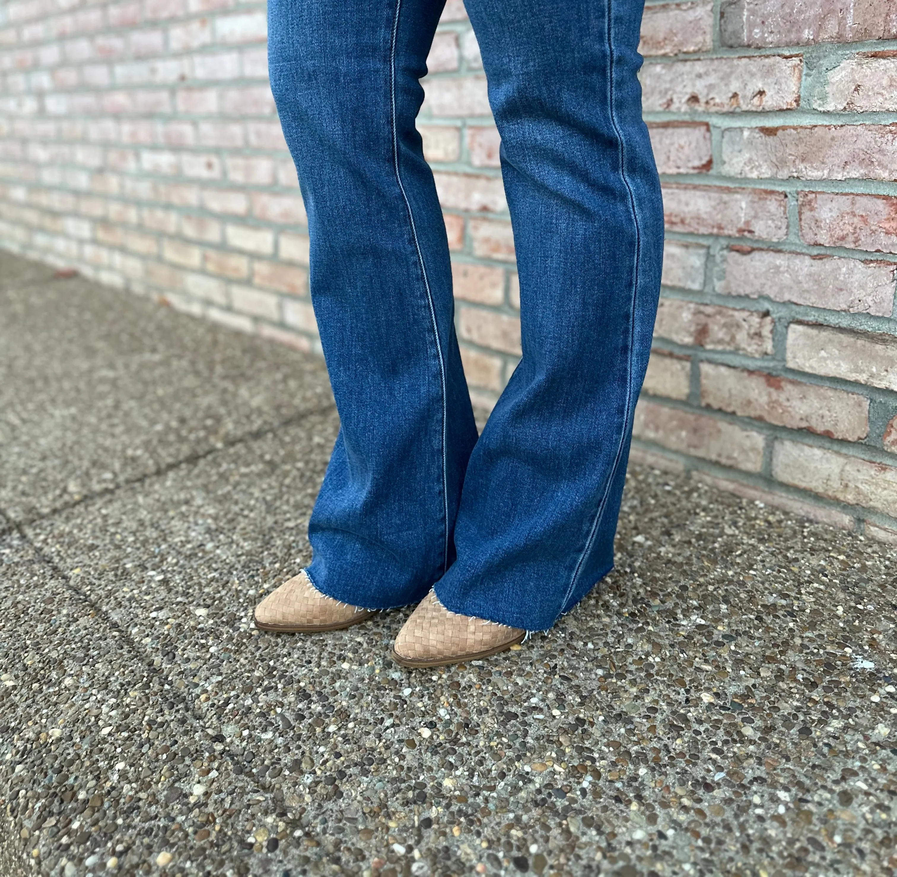 MR Dark Denim Raw Hem Flare
