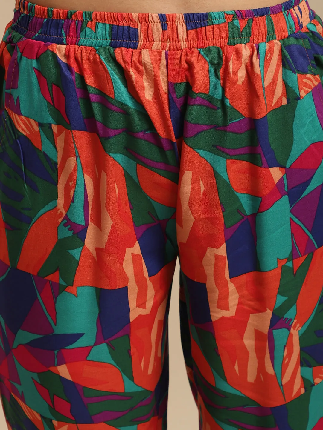 Multi-Color Abstract Printed Viscose Rayon Night Suit for Women | S-XL | Claura