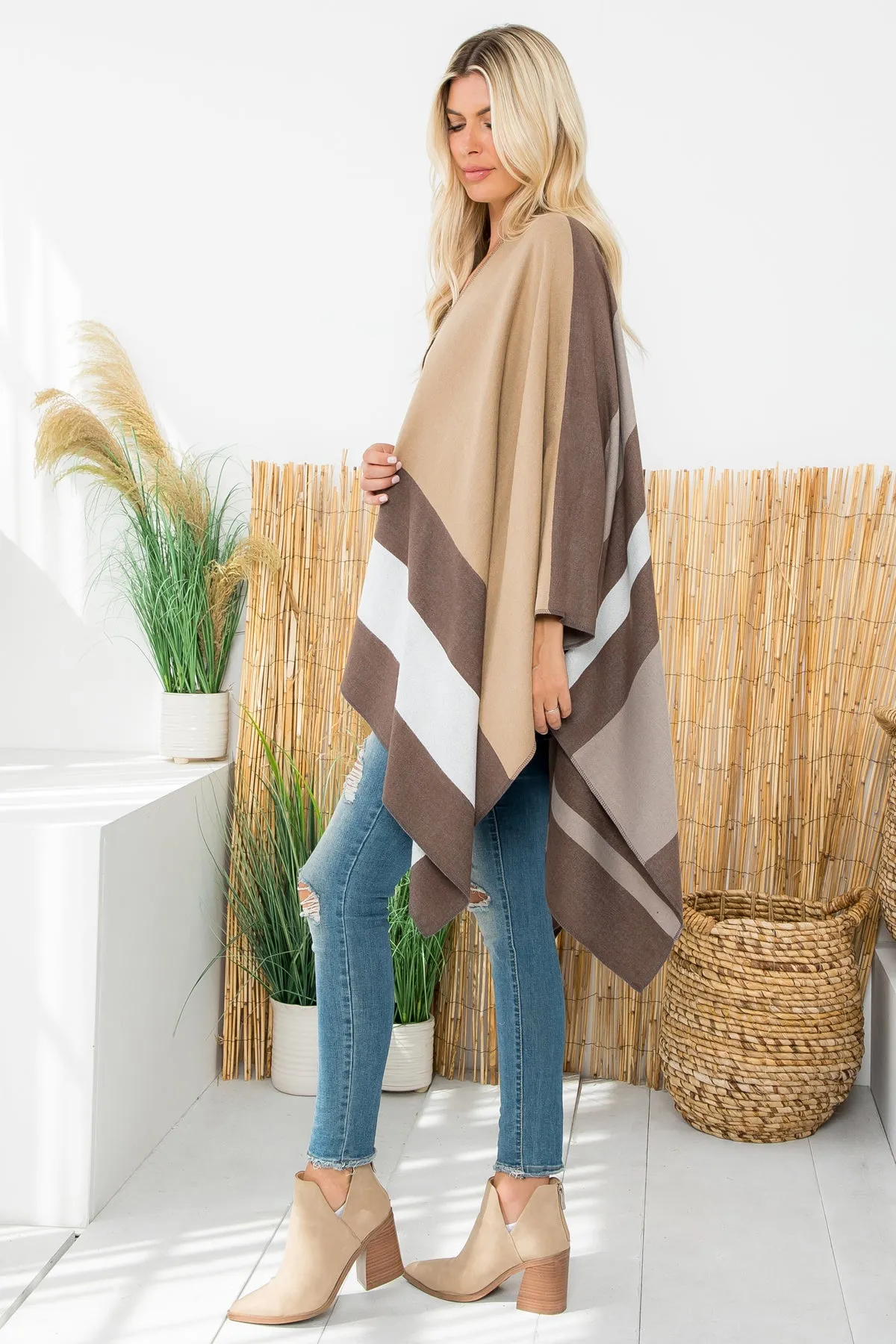 MULTI COLOR STRIPE PRINT OPEN FRONT KIMONO