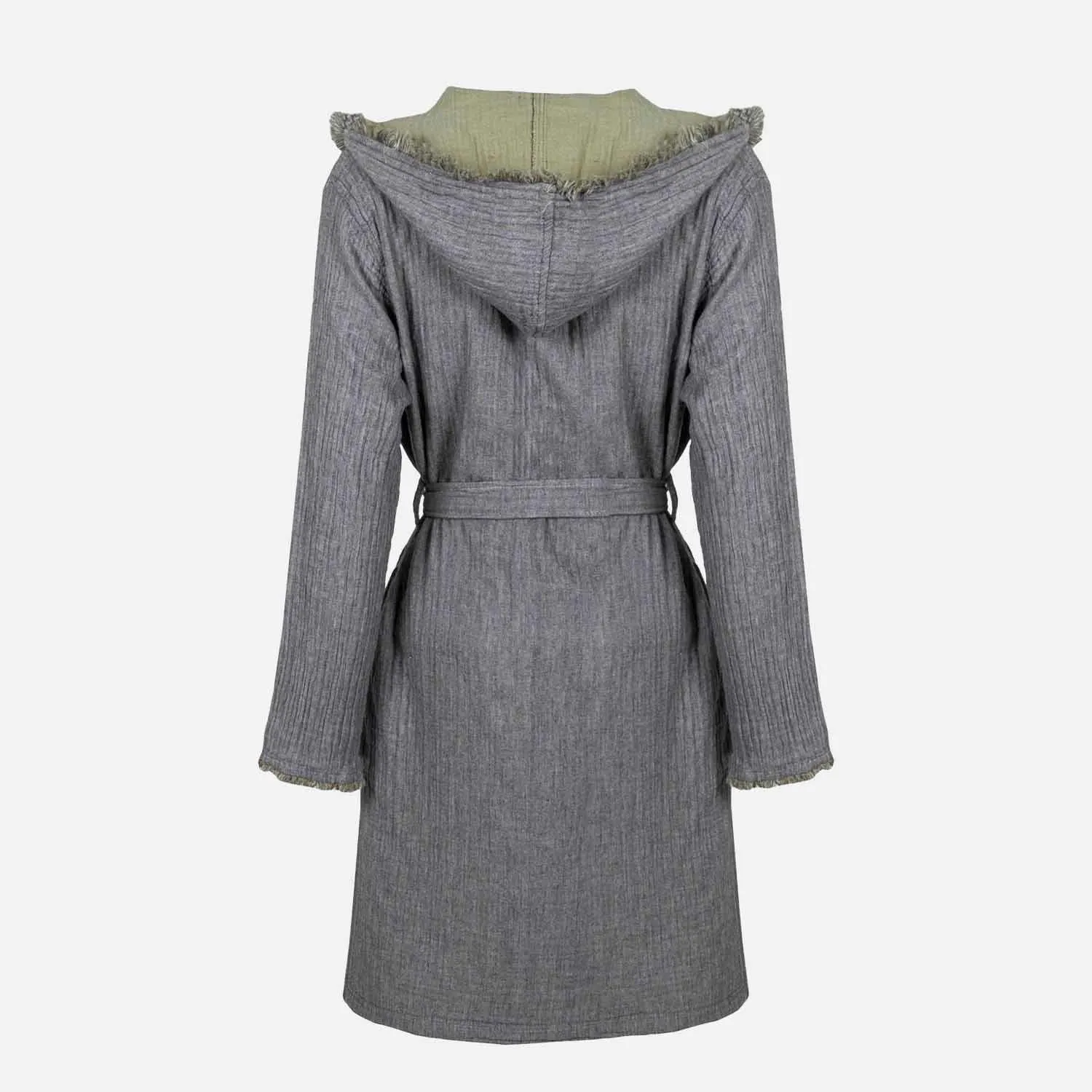Muna Woman Bathrobe 100% Organic Cotton Inject Green-Anthracite