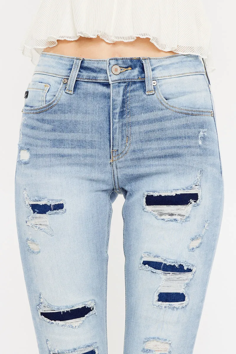 Natasha High Rise Patched Super Skinny Jeans