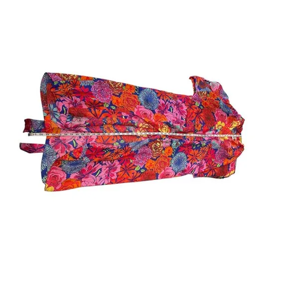 Natori Womens Floral Kimono Robe S Vibrant Colors 100% Polyester