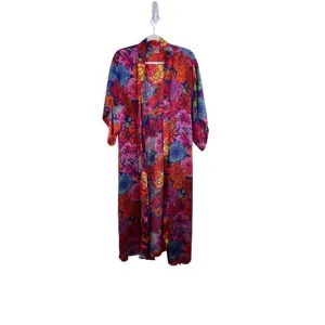 Natori Womens Floral Kimono Robe S Vibrant Colors 100% Polyester