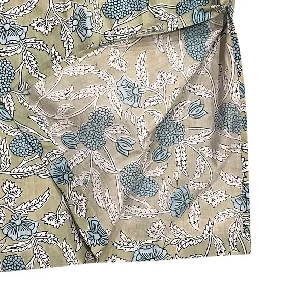 Natural Habitat Floral Block Print Robe, NWT, Green Blue, OS
