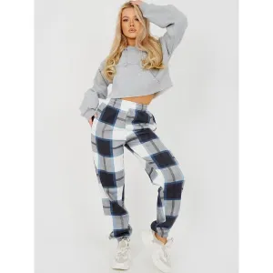 Navy Checked Joggers Womens - Check Print Joggers