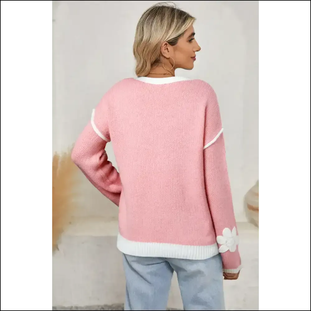 Needful Things: Pink Floral Neck Sweater - Hug  🌸💀