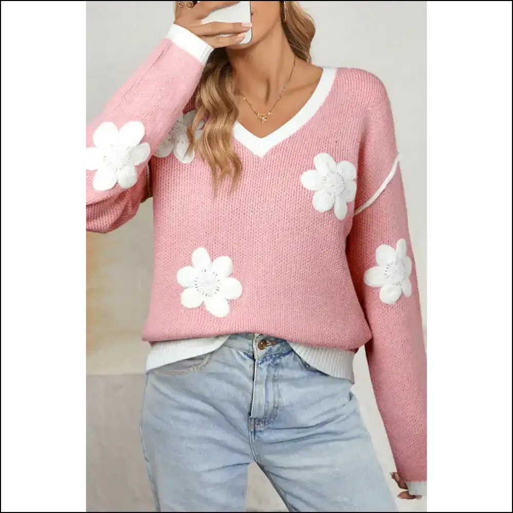 Needful Things: Pink Floral Neck Sweater - Hug  🌸💀