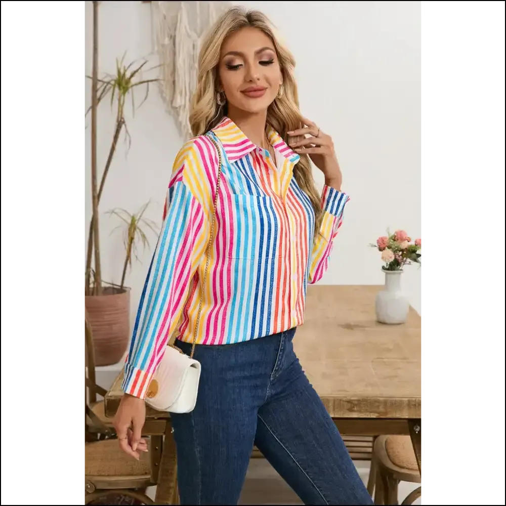 Needful Things: Vibrant Striped Long Sleeve Shirt - your New Wingman 😉 Patch Pocket !