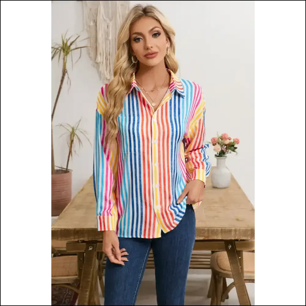 Needful Things: Vibrant Striped Long Sleeve Shirt - your New Wingman 😉 Patch Pocket !