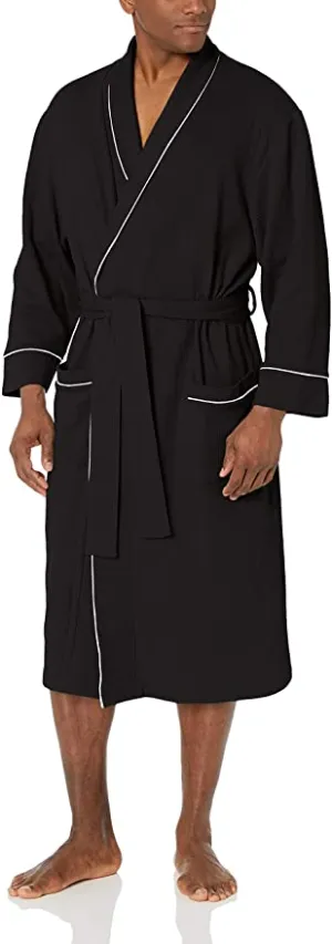 New Amazon Essentials Men's Waffle Shawl Robe, Black, Sz M/L! Best Seller!!