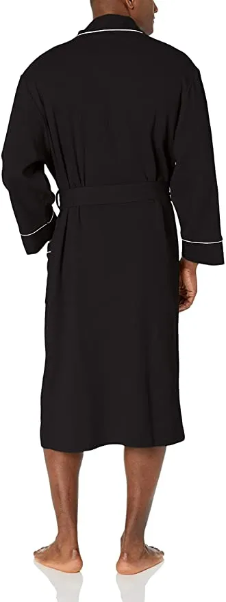 New Amazon Essentials Men's Waffle Shawl Robe, Black, Sz M/L! Best Seller!!