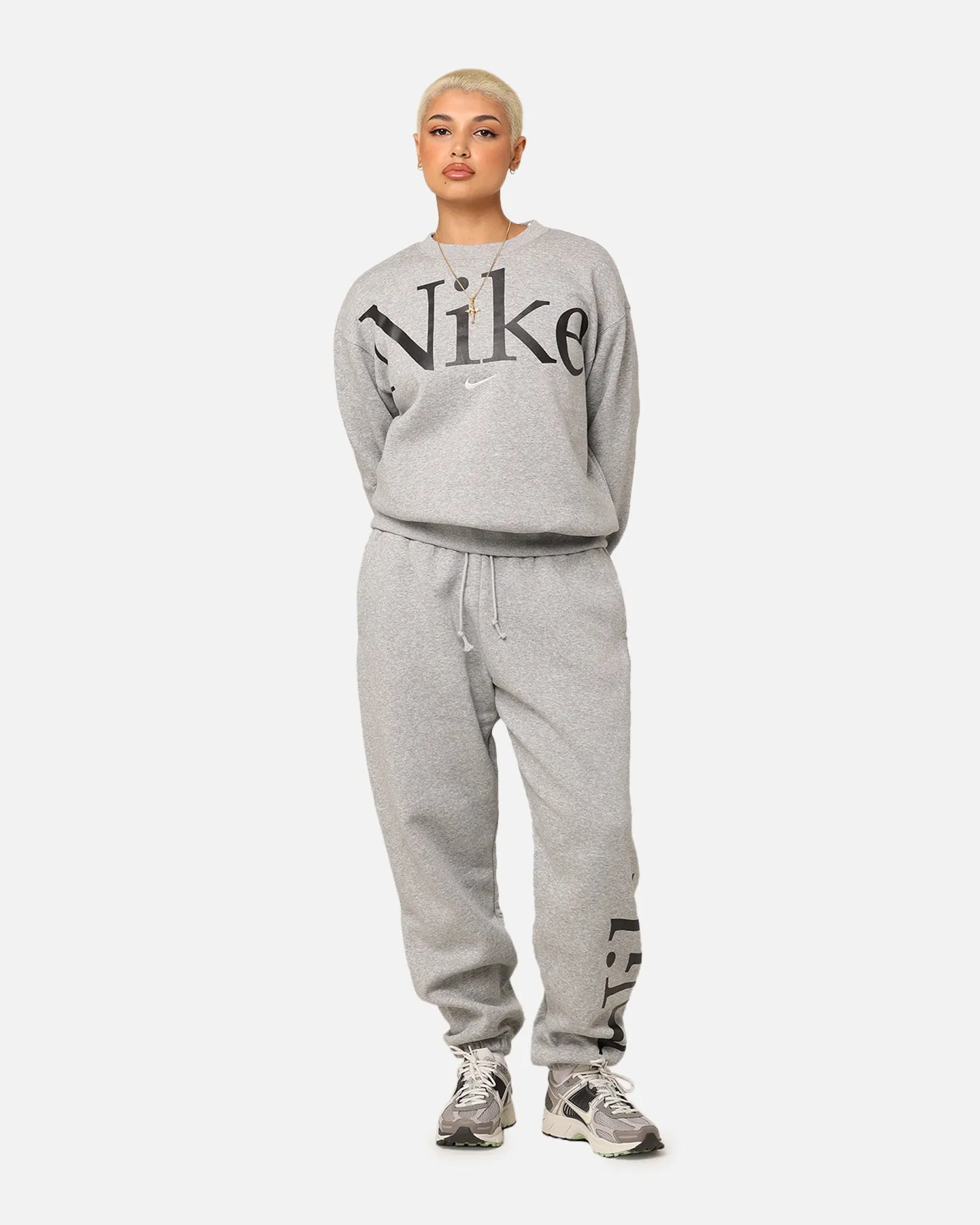 Nike Women's Sportswear Phoenix Fleece Oversized Logo Sweatpants Dark Grey Heather