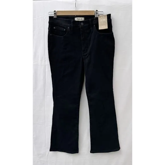NWT Madewell Kick Out Crop Jeans Black Rinse Wash Women's Size 30