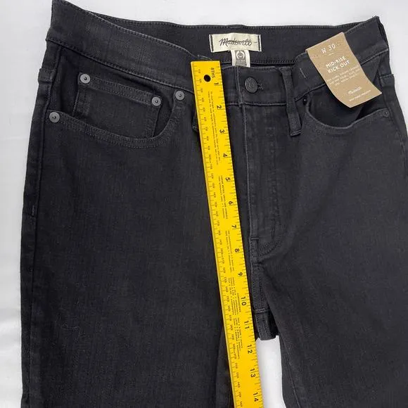 NWT Madewell Kick Out Crop Jeans Black Rinse Wash Women's Size 30