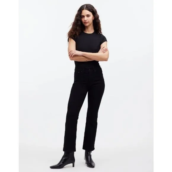 NWT Madewell Kick Out Crop Jeans Black Rinse Wash Women's Size 30