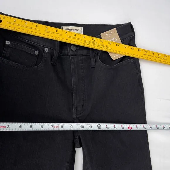NWT Madewell Kick Out Crop Jeans Black Rinse Wash Women's Size 30
