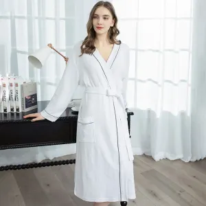 Ocean Breeze Waffle-Knit Long Cotton Robe