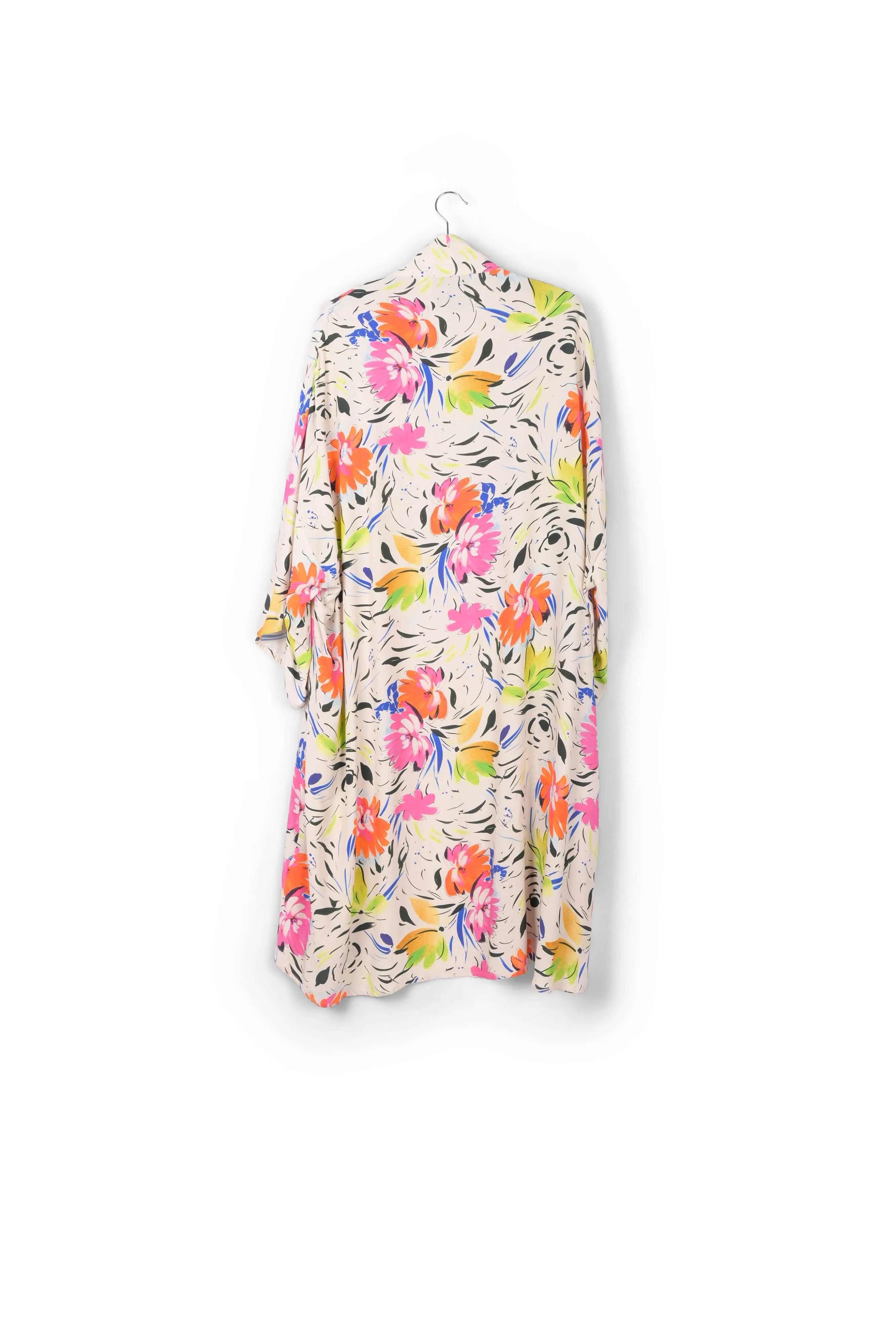 Off-white floral print kimono