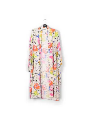 Off-white floral print kimono