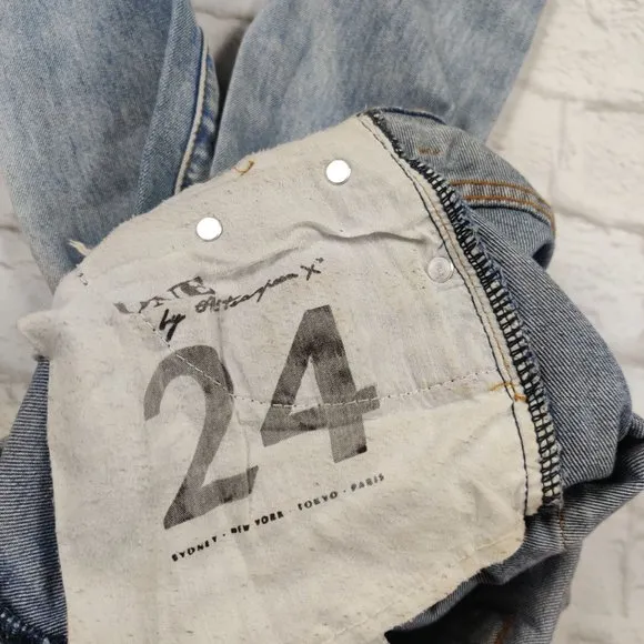 One teaspoon Trashed free birds jeans denim low rise skinny leg distressed sz 24